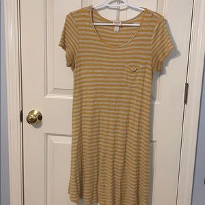Soft yellow and grey T-shirt dress